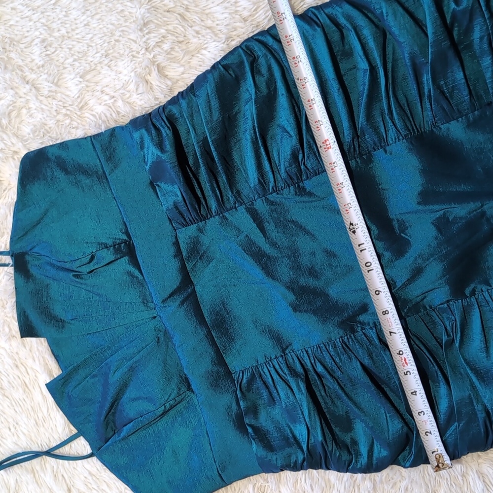 Y2K Vintage Cindy USA Iridescent Aqua Taffeta 2 Piece Cocktail Dress 3XL - Picture 13 of 16